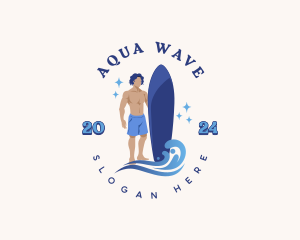 Surfer Water Wave logo design