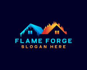 HVAC Fire Ice Temperature logo design