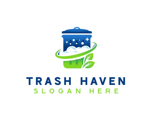 Trash Bin Sanitation Cleaning logo design