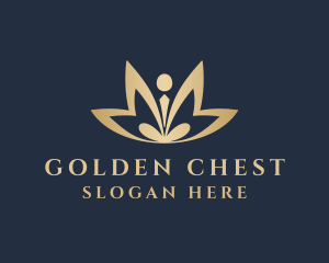 Golden Meditation Lotus logo design