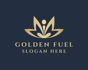 Golden Meditation Lotus logo design