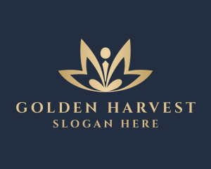 Golden Meditation Lotus logo design