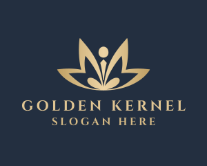 Golden Meditation Lotus logo design