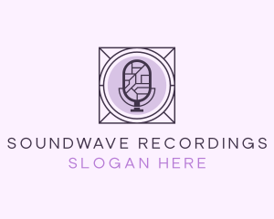 Geometric Microphone Recording logo design