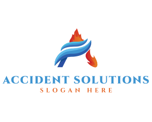 Flame Water Heating Cooling logo design