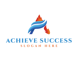 Flame Water Heating Cooling logo design