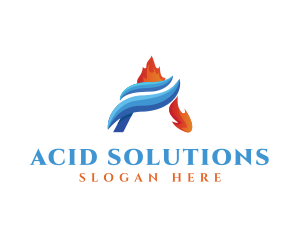 Flame Water Heating Cooling logo design