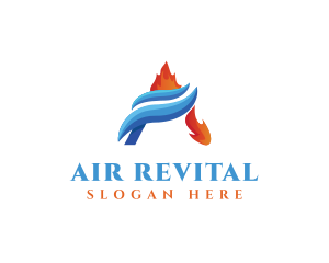 Flame Water Heating Cooling logo design