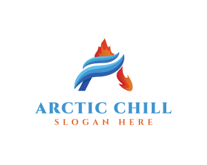 Flame Water Heating Cooling logo design