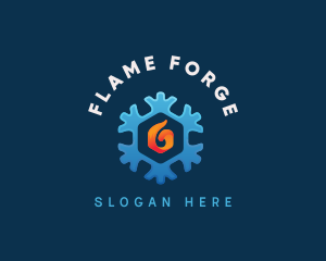 Fire Snow Crystal logo design