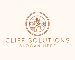 Cliff Mountain Climbing  logo design