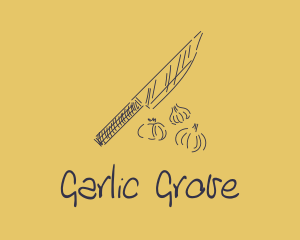 Kitchen Knife Garlic logo design