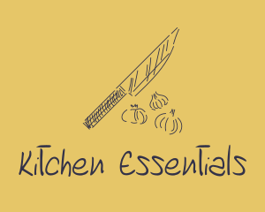 Kitchen Knife Garlic logo design