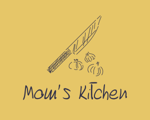 Kitchen Knife Garlic logo design