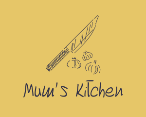 Kitchen Knife Garlic logo design