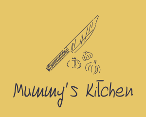 Kitchen Knife Garlic logo design