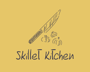 Kitchen Knife Garlic logo design