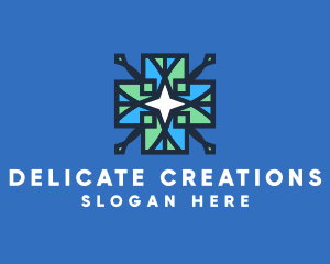 Stained Glass Cross logo design