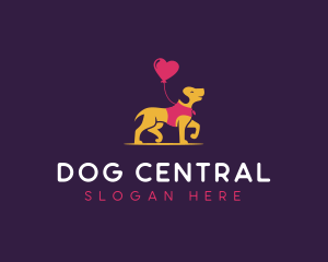 Cute Dog Balloon Heart logo design