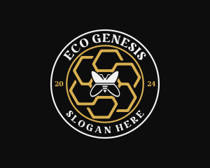 Bee Honeycomb Eco logo design