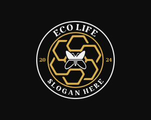 Bee Honeycomb Eco logo design