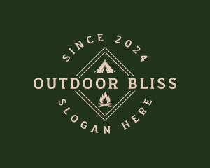 Camping Tent Bonfire logo design