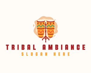 African Conga Drum Instrument logo design