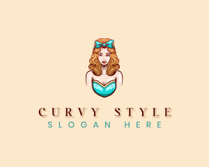 Curly Pinup Retro logo design