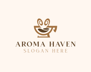Brown Aromatic Coffee Cafe logo design