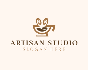 Brown Aromatic Coffee Cafe logo design