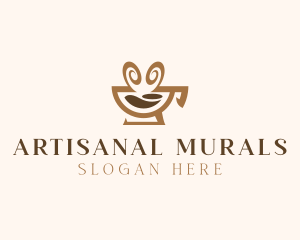 Brown Aromatic Coffee Cafe logo design