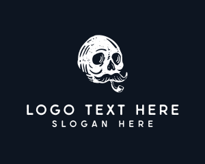 Skull Mustache Cigar Smoking Logo