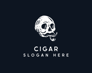 Skull Mustache Cigar Smoking logo design