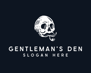 Skull Mustache Cigar Smoking logo design