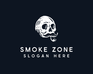 Skull Mustache Cigar Smoking logo design