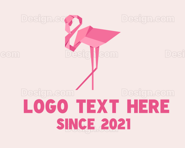 Flamingo Bird Origami Logo