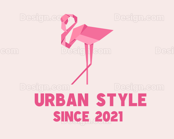 Flamingo Bird Origami Logo