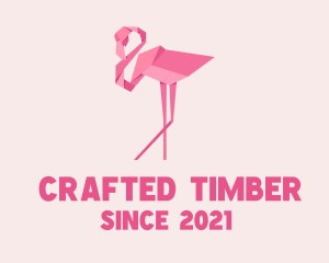 Flamingo Bird Origami logo design