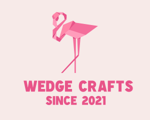 Flamingo Bird Origami logo design