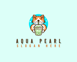 Milk Tea Cat Beverage logo design