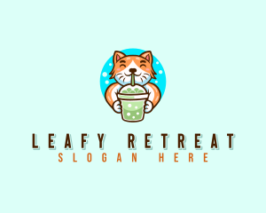 Milk Tea Cat Beverage logo design