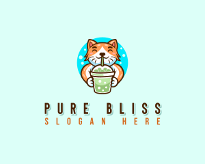 Milk Tea Cat Beverage logo design