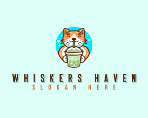 Milk Tea Cat Beverage logo design