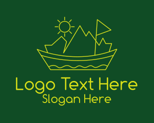 Mountain Scenery Boat  Logo