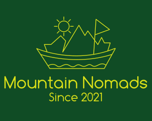 Mountain Scenery Boat  logo design