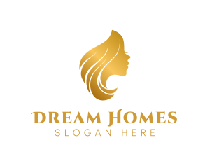 Gold Woman Hair Logo