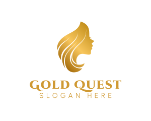 Gold Woman Hair logo design