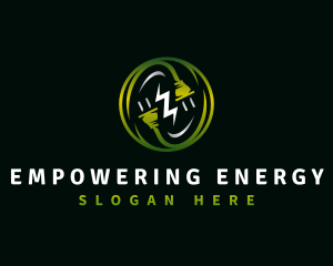 Lightning Bolt Plug Charging logo design