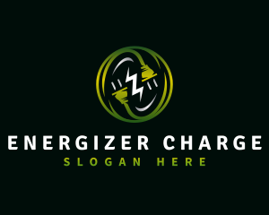 Lightning Bolt Plug Charging logo design