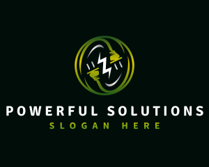 Lightning Bolt Plug Charging logo design